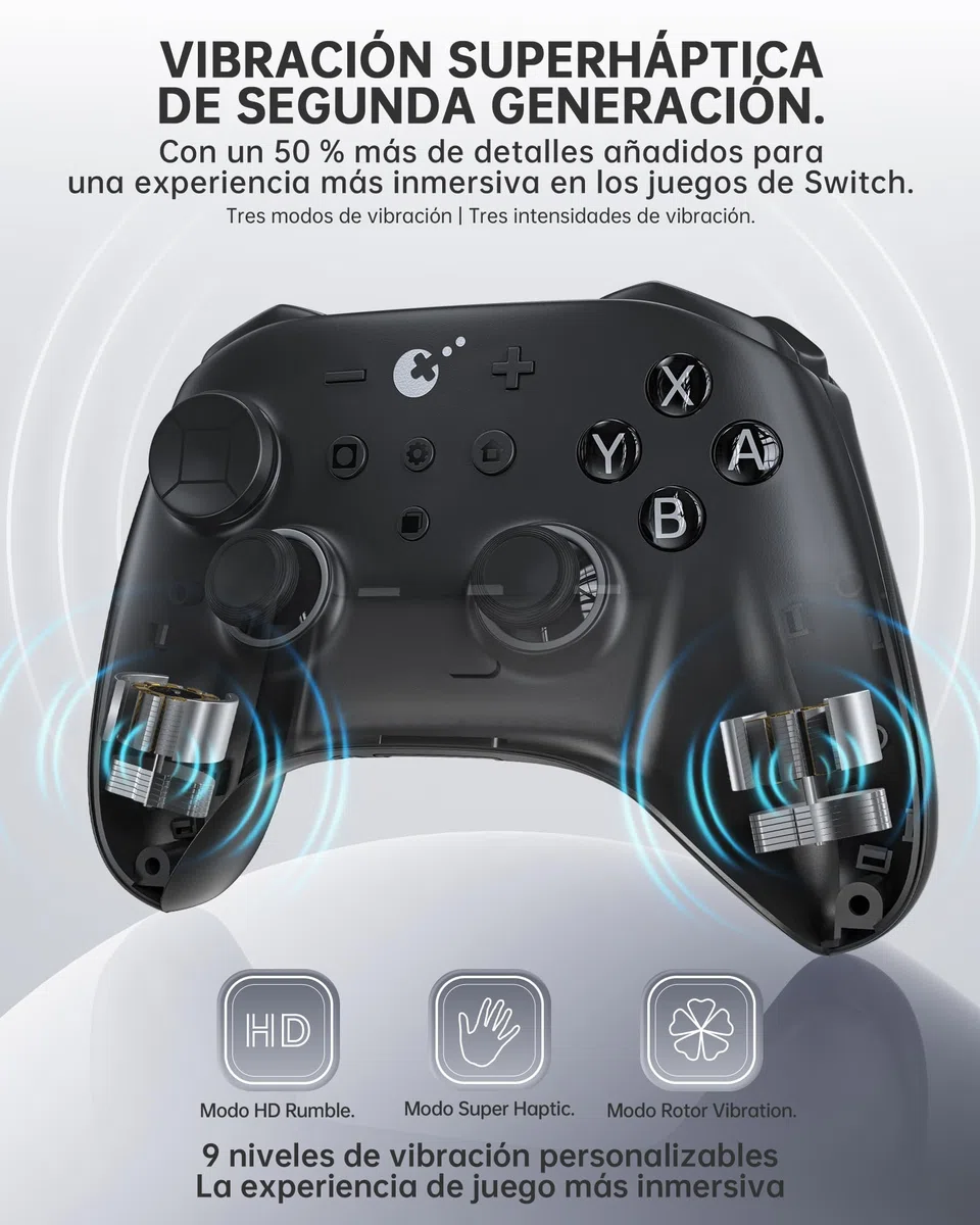GuliKit TT Mando Inalámbrico para PC, Android, iOS, Switch 1/2, Joystick TMR, con Batería de 950 mAh, Función de Activación (Negro, TT MAX)