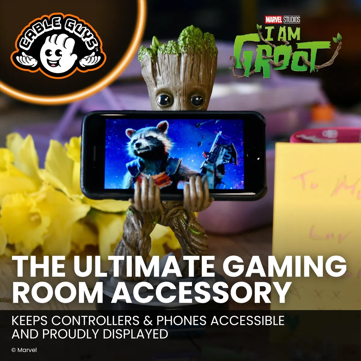 Cableguys - Toddler Groot Gaming Accessories Holder & Phone Holder for Most Gaming Controller (Xbox, Play Station, Nintendo Switch) & Phone
