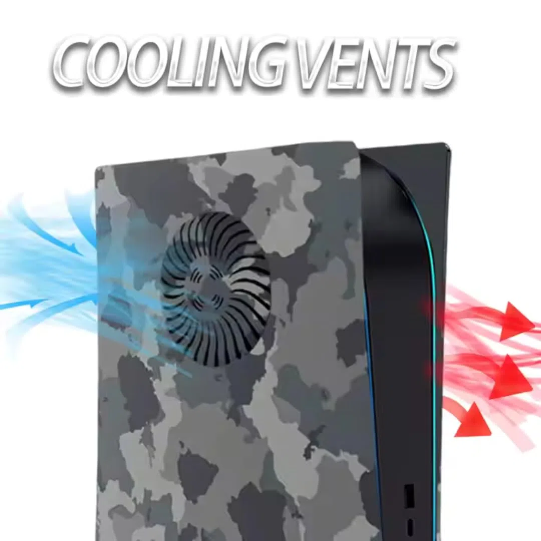 Placa de Camuflaje para PS5 - Carcasa de Reemplazo con Ranura de Ventilación - Fabricada en ABS Resistente - Accesorio Gaming Personalizado para PlayStation 5 (Digital Ve)