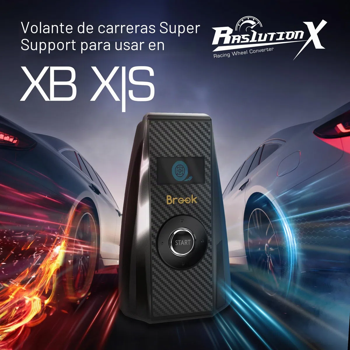 Brook Ras1ution X - Convertidor de rueda de carreras para Xbox Series X|S, Xbox One y Xbox 360 | Soporte de rueda 60+, retroalimentación de fuerza, control de aplicación y llavero exclusivo