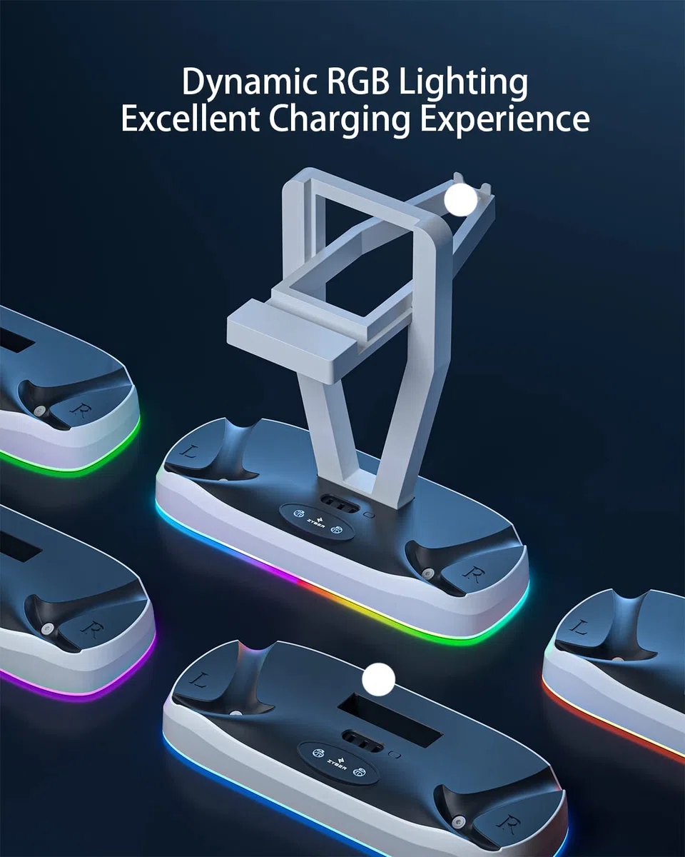 ZYBER Estación de carga para controlador PSVR2, conector de carga magnético para PS5 VR2 con soporte de base de carga LED para Playstation5 VR2, base de soporte de visualización de auriculares PSVR