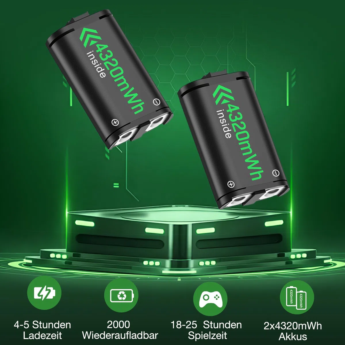 Batería recargable para controlador Xbox con estación de carga, paquete de batería para Xbox Serie X/S/Xbox One/One S/X/Elite con 4 tapas de batería (sin controlador)