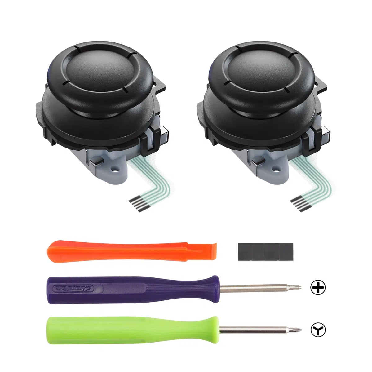eXtremeRate Joystick 3D de Repuesto para Nintendo Switch 2, Palanca Analógica Izquierda y Derecha para Joycon 2 con Herramientas de Reparación, Multicolor (Negro)