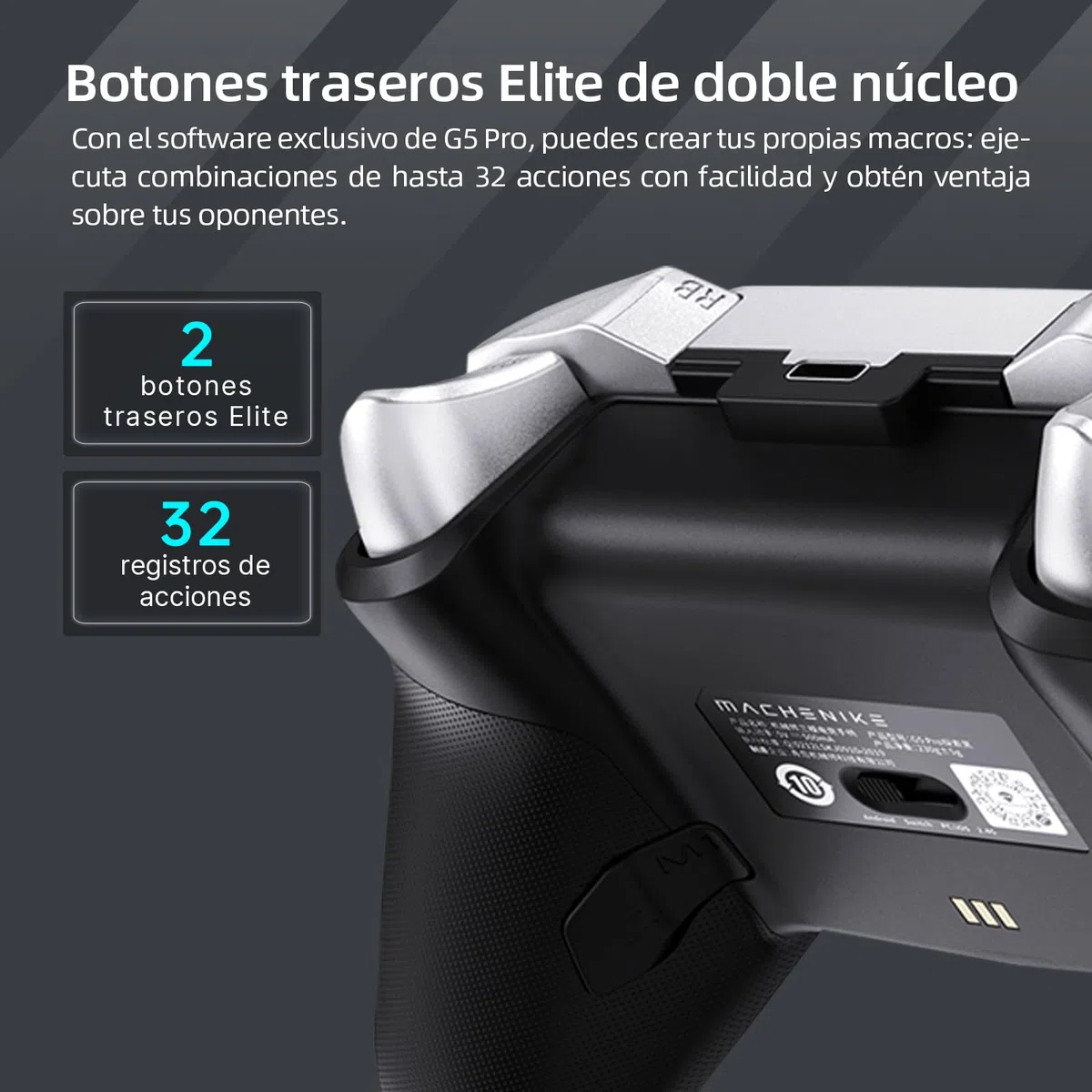 Machenike G5 Pro Mando PC Inalambrico for Windows,Switch,IOS&Android,Mando para PC,Hall Effect Joystick＆Triggers/Gyroscope,RGB Lights (Negro)