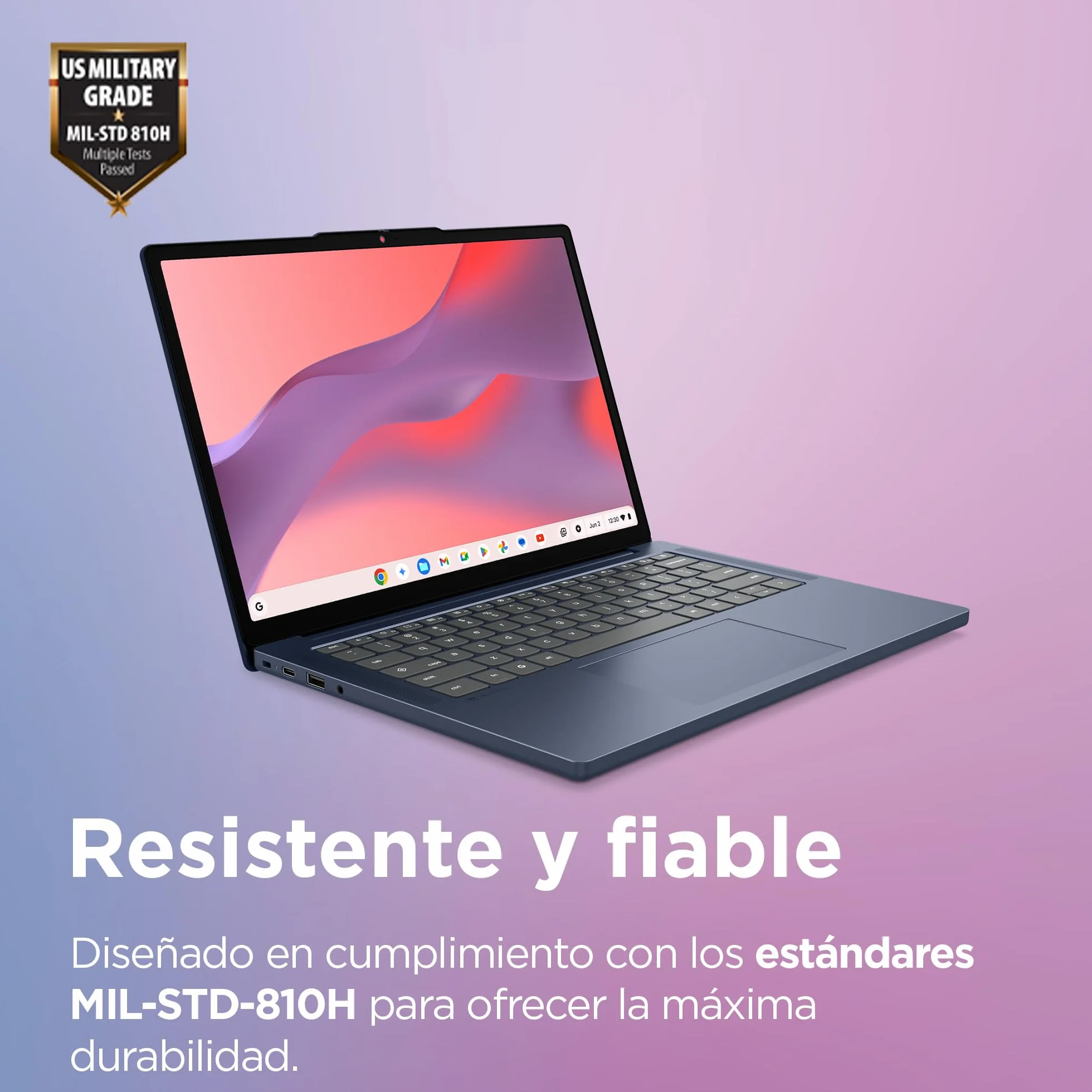 Lenovo Chromebook Gen 11 - Ordenador Portátil 14" WUXGA (MediaTek Kompanio 540, 8 GB RAM, 128 GB UFS 2.2, ChromeOS) QWERTY Español, Azul + 3 Meses Google AI Pro con Gemini Pro y 5TB
