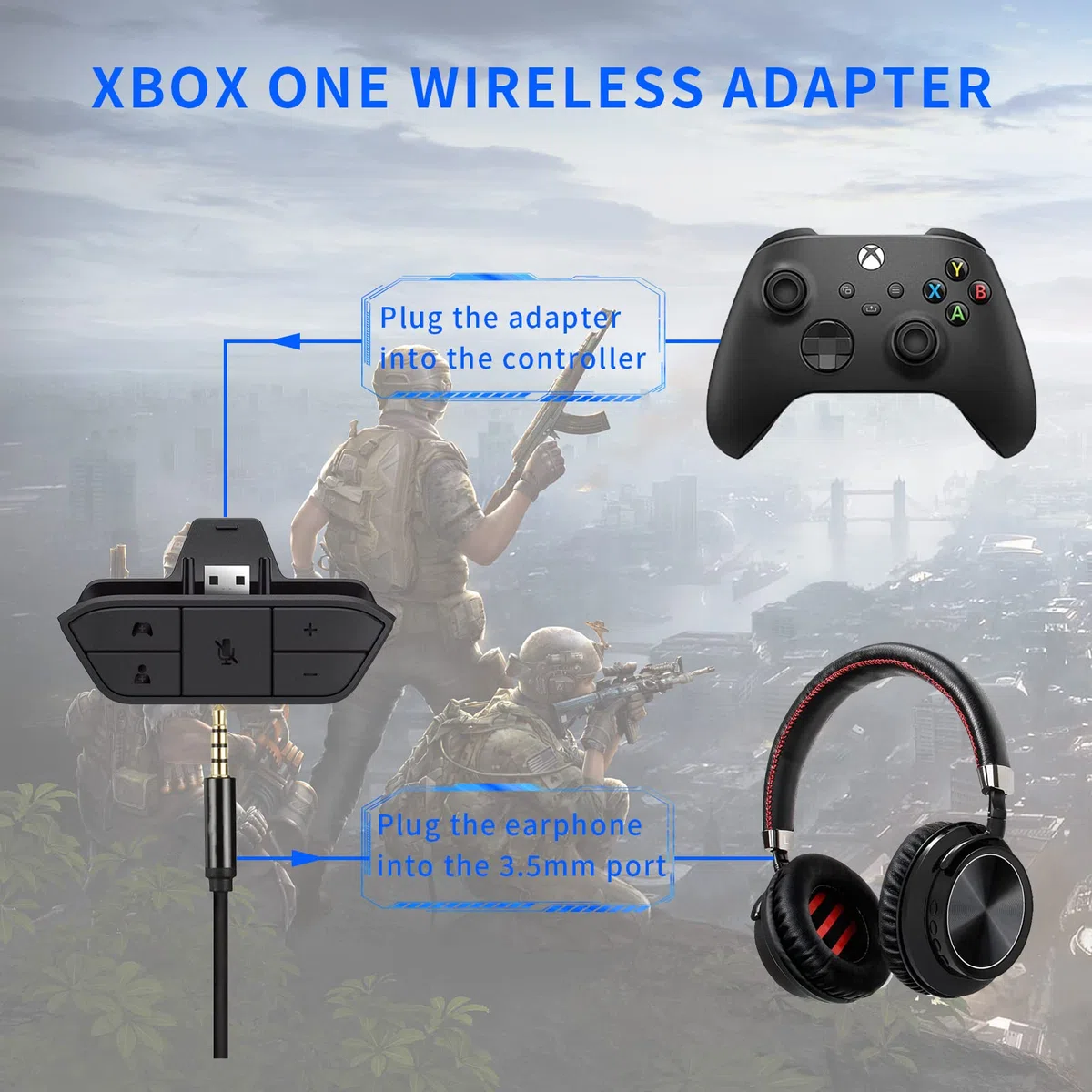 Gugxiom Adaptador de Auriculares Estéreo para One - Ajuste de Balance de Audio para Controlador