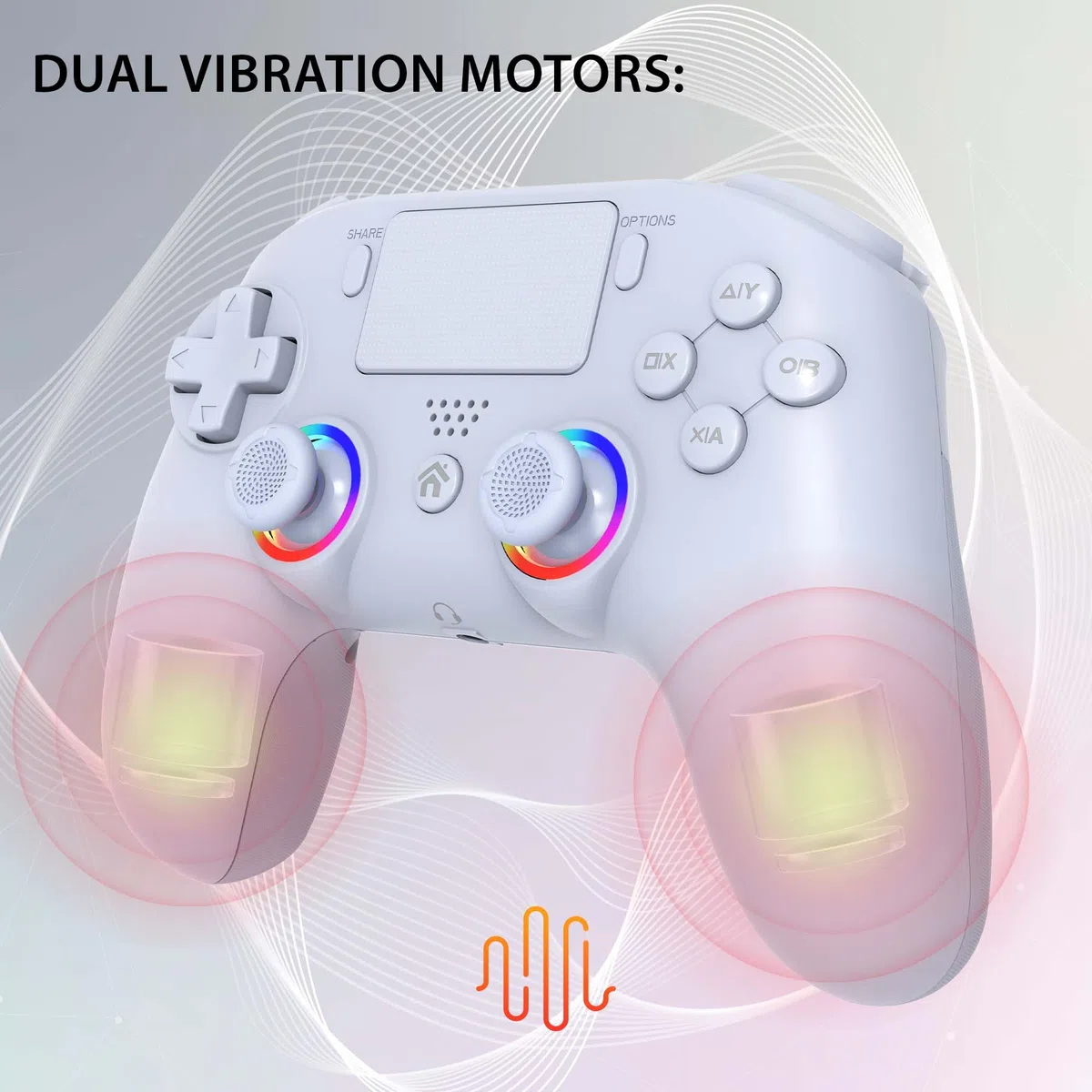 Subsonic - Mando inalámbrico para PS4 / Playstation 4 - mando con LED, vibración y toma para auriculares de juego - Blanco