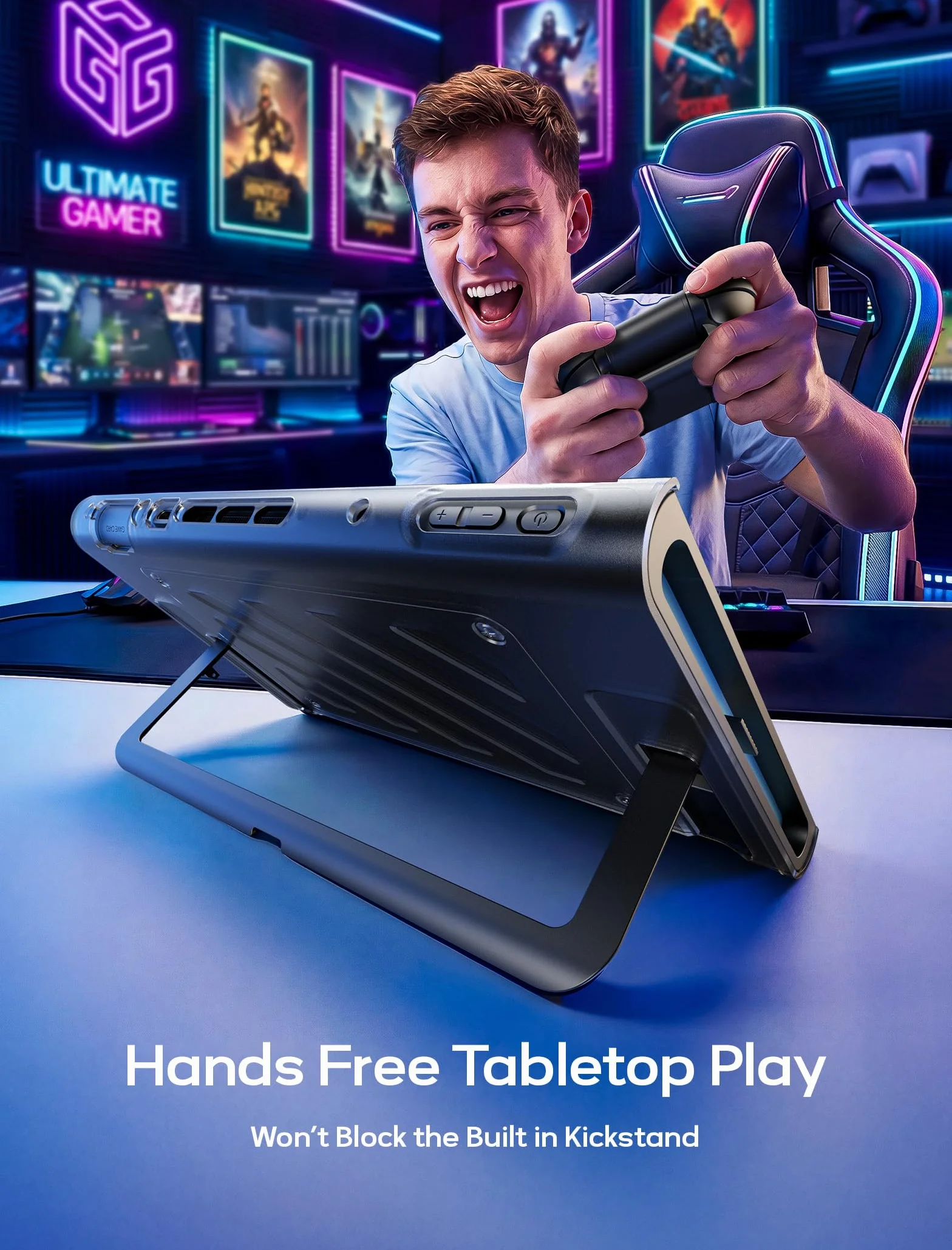Funda Protectora Dividida JSAUX para Switch 2, Marco Central de TPU y Cubierta Frontal de PC, Agarre Ergonómico Antideslizante, Espacio para 10 Tarjetas de Juego, Compatible con el Soporte - PC0114