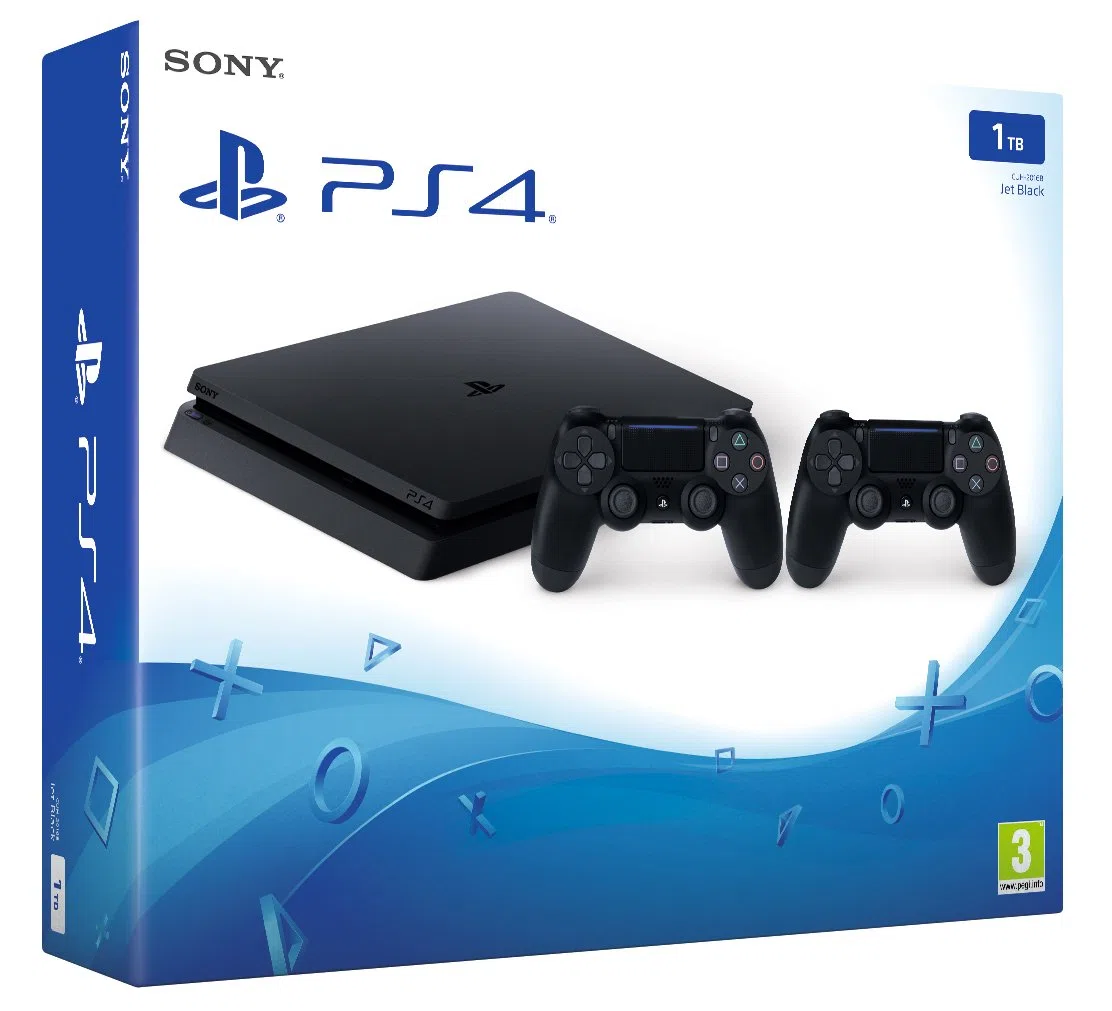 Sony PlayStation 4 Slim 1TB + 2 Dualshock 4 V2 1 To Wifi Noir