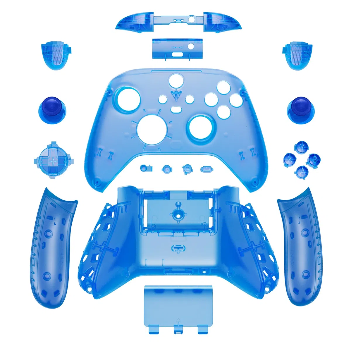 eXtremeRate Carcasa Transparente para Xbox Series X S Mando Carcasa Completa Protector Placa Trasera Funda Frontal Empuñadura Agarre con Botones para Xbox Series S X Control-No Incluye Mando(Azul)