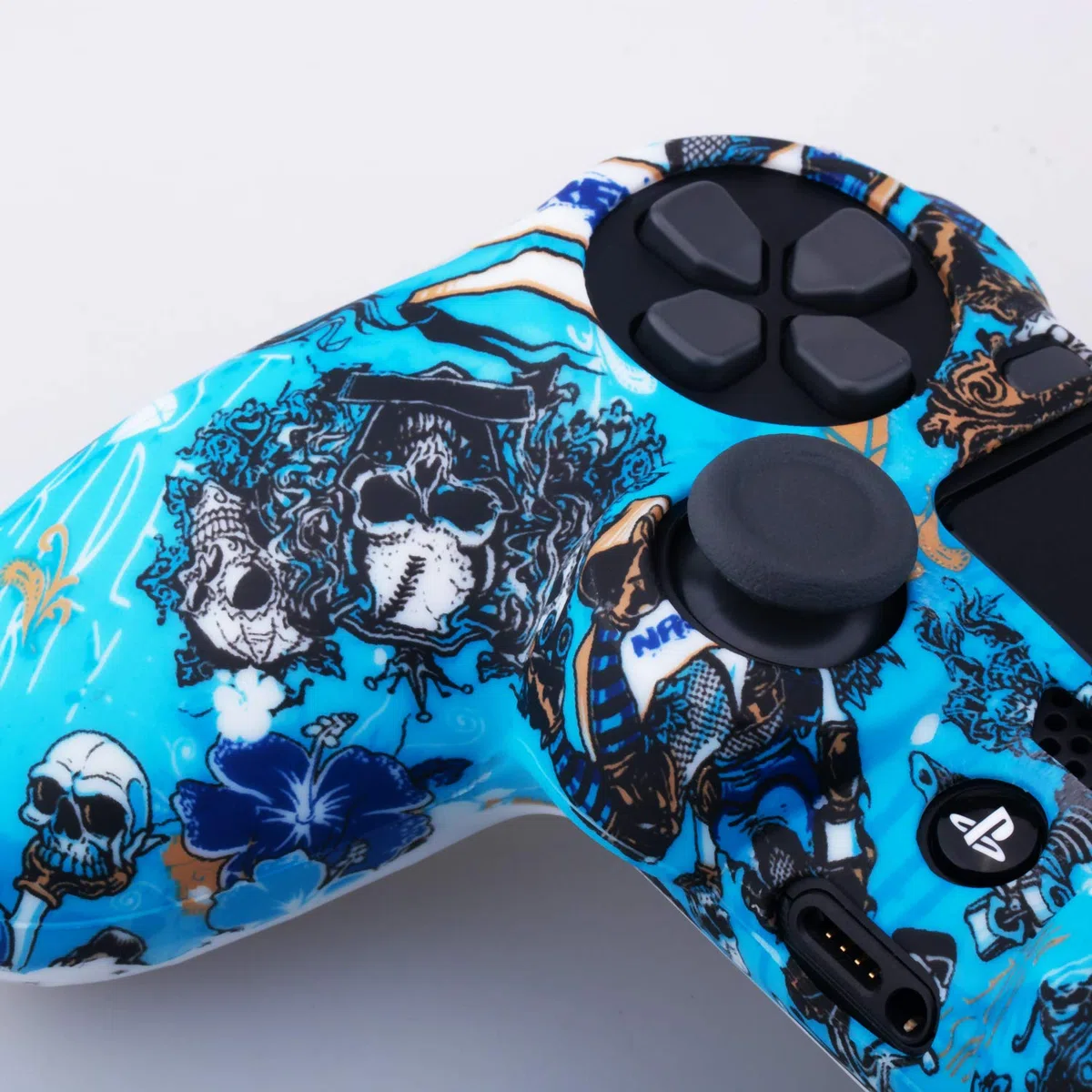 Yorha Water Transfer Printing (Hexe) Funda de Silicona para PS4/Slim/Pro Dualshock 4 mandos x 1 con Accesorios x 10