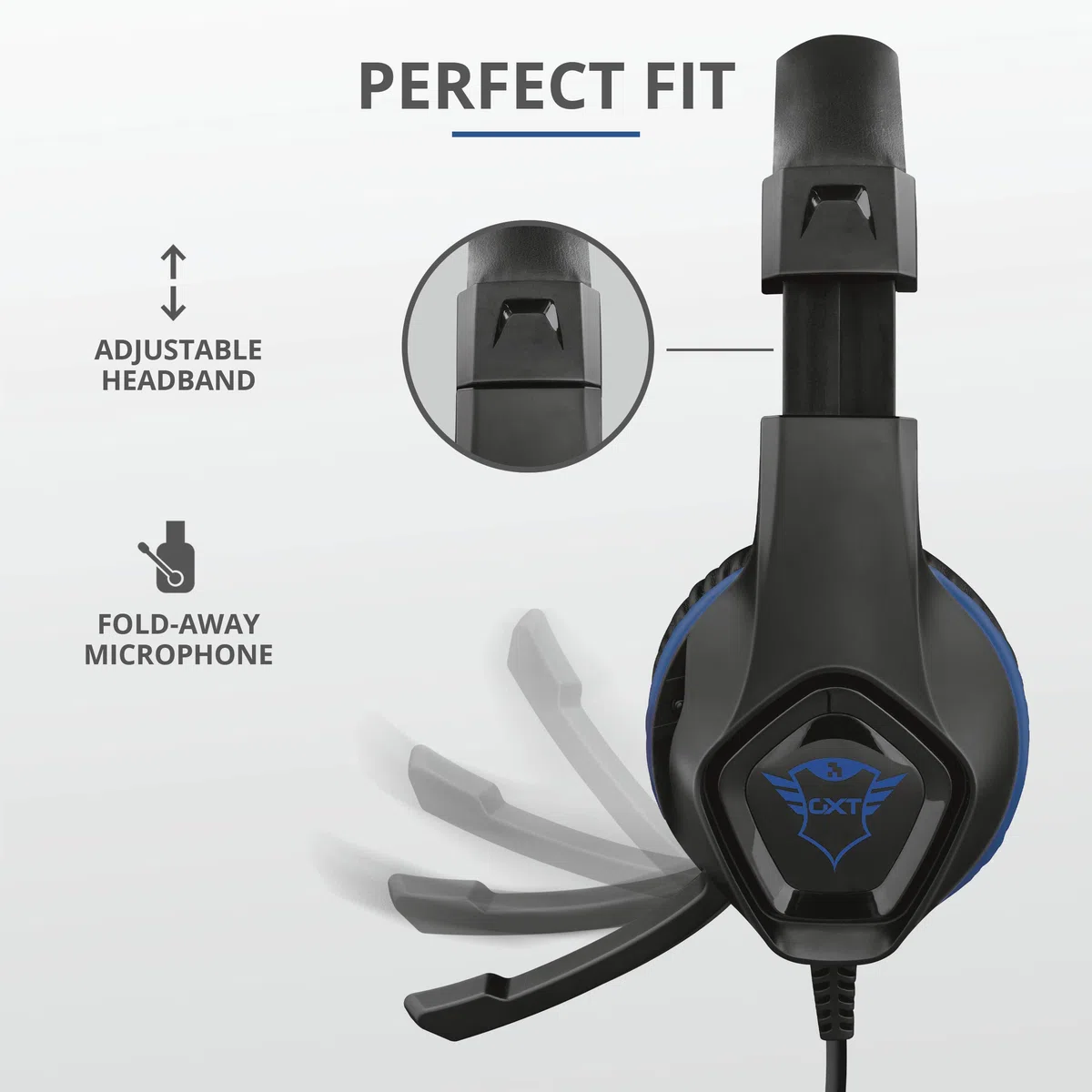 Trust Gaming Cascos PS4 & PS5 GXT 404B Rana Auriculares Gamer con Micrófono Plegable y Corto y Diadema Ajustable, Cable de 2 m, para PlayStation 4 & 5 - Azul