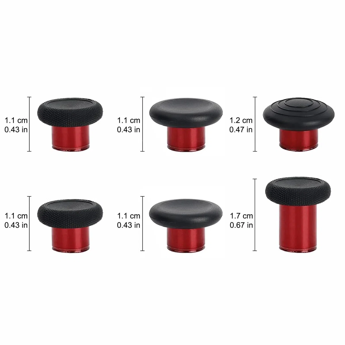 Botones de repuesto para mando Elite Series 2 para Xbox One Elite Series 2 (modelo 1797) y Elite Series 2 Core Controller (6 en 1, rojo)