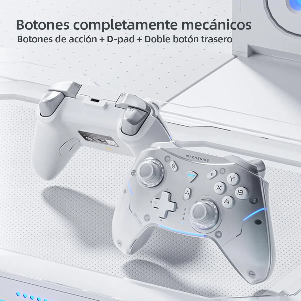 Machenike G5 Pro Mando PC Inalambrico for Windows,Switch,IOS&Android,Mando para PC,Hall Effect Joystick＆Triggers/Gyroscope,RGB Lights (Negro)