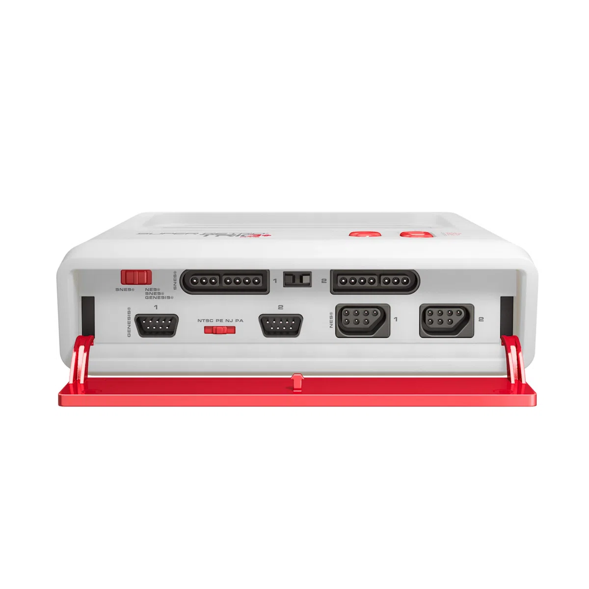 Retro-Bit Super Retro Trio HD Plus 720P - Sistema de consola 3 en 1 - Puerto HDMI - para juegos originales NES/SNES, Super Nintendo y Sega Genesis - Rojo/Blanco