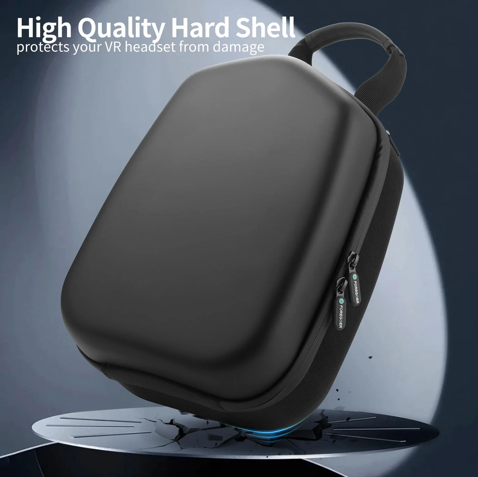 FOREGOER Funda de transporte rígida compatible con Meta Oculus Quest 2/Quest 3/Vision Pro, funda de almacenamiento portátil de viaje para auriculares originales oficiales de VR y controladores
