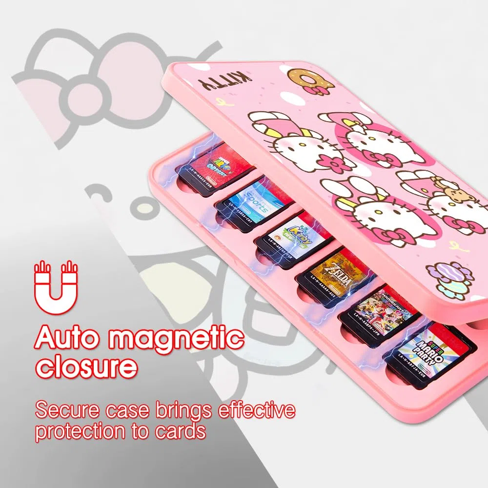 PERFECTSIGHT Bonita funda de juego para Switch, Switch OLED, Switch Lite con 24 ranuras para tarjetas de juego, Heart Kt, 24 Slots, Tarjetero
