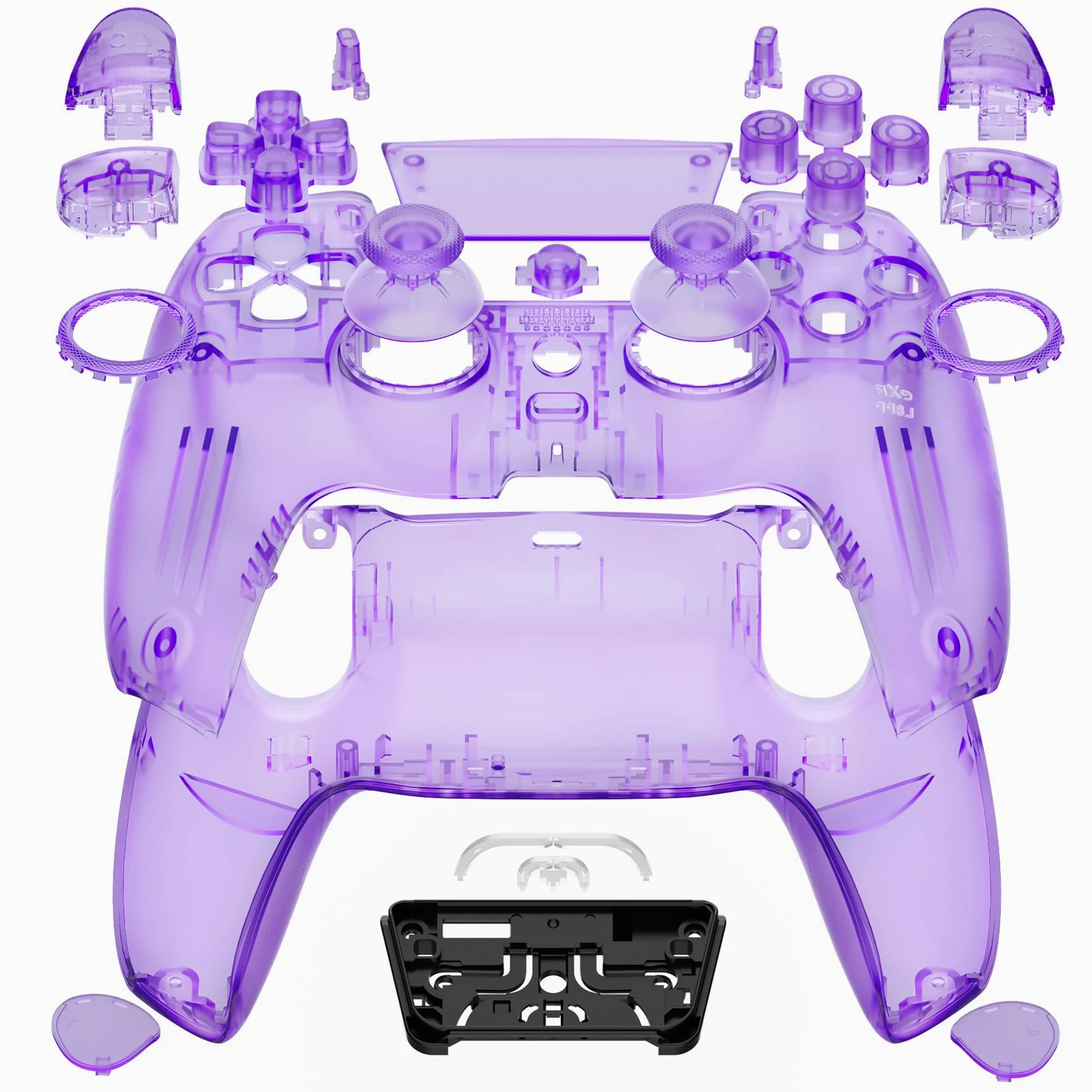 eXtremeRate Luna Rediseñado Completo Kit Carcasa con Botones Touchpad Joysticks compatible con ps5 BDM-030/040/050 Control Placa Frontal Cubierta Trasera compatible con ps5 Mando(Transparente Violeta)