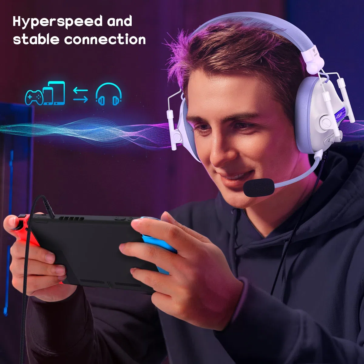 WESEARY Cascos Gaming, Auriculares Gaming Estéreo con Micrófono para PS4/PS5/PC/Xbox One/Switch, Cascos con Cable y Conector de 3.5mm, Luz RGB Genial para Cancelación de Ruido