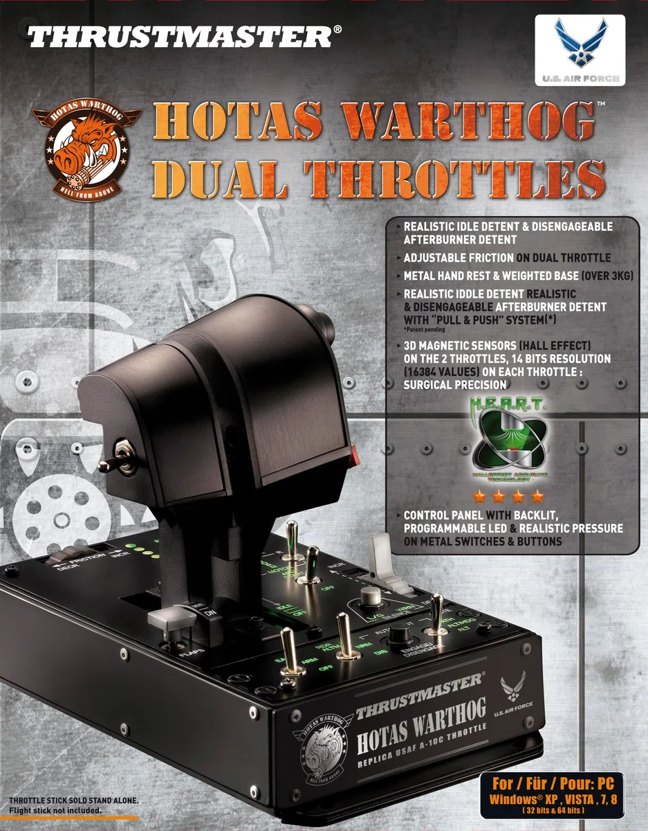 Thrustmaster - Hotas Warthog Dual Throttle - Réplica de mandos de potencia dobles del A-10C con licencia de la U.S. Air - Force para PC (Windows)