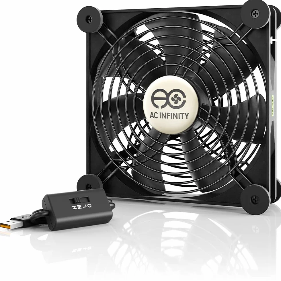 AC Infinity MULTIFAN S4, ventilador USB silencioso de 140mm con certificación UL para refrigeración de gabinetes de ordenador, receptores, DVR, PlayStation y Xbox