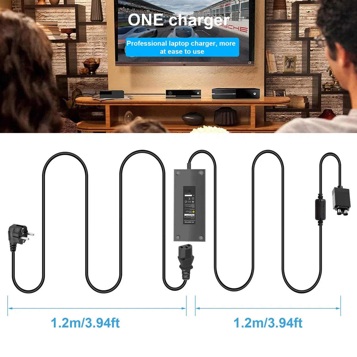 ARyee Cargador Xbox One, Fuente de Alimentación para Xbox One, Adaptador de Corriente AC Cable Cargador de Repuesto, 100-240V para Uso en Todo el Mundo