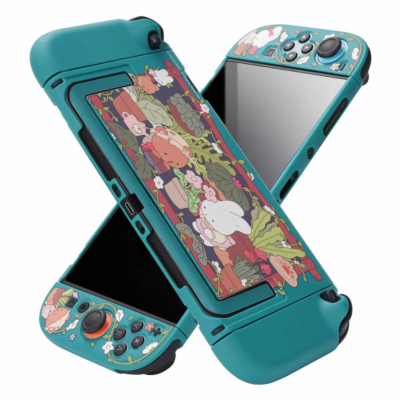 GeekShare Funda acoplable Kawaii para Switch 2, diseño antiarañazos y de absorción de golpes, con diseño de conejito
