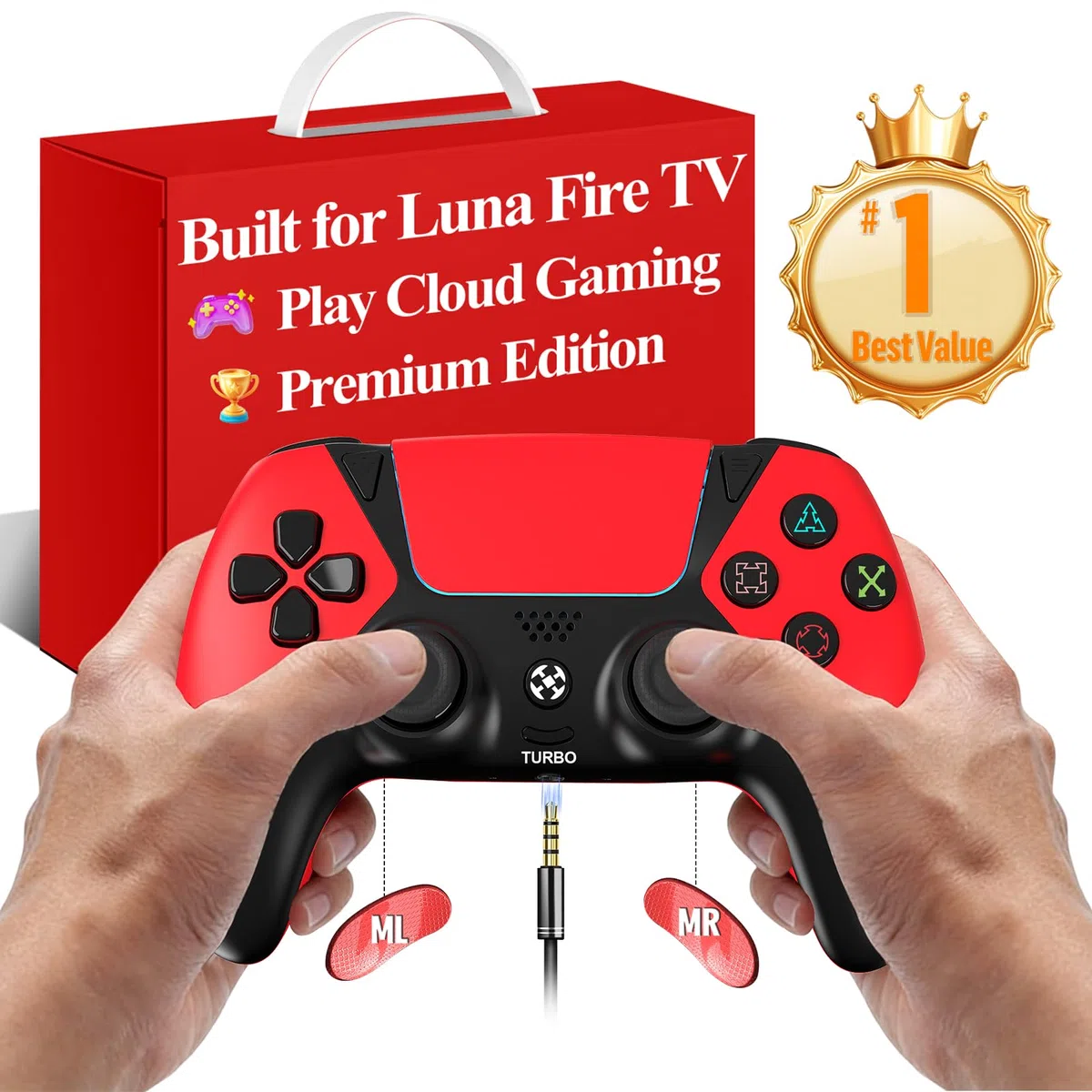 Ymir Luna Controller Upgrade,Wireless Bluetooth Gamepads for Fire TV,PC,PS4,ALPS Sticks ohne Drift,Programmierbare Paddels,Turbo,1200mAh Akku,Gyro Sensor,Amazon Luna kompatibel【2025 Profi Edition