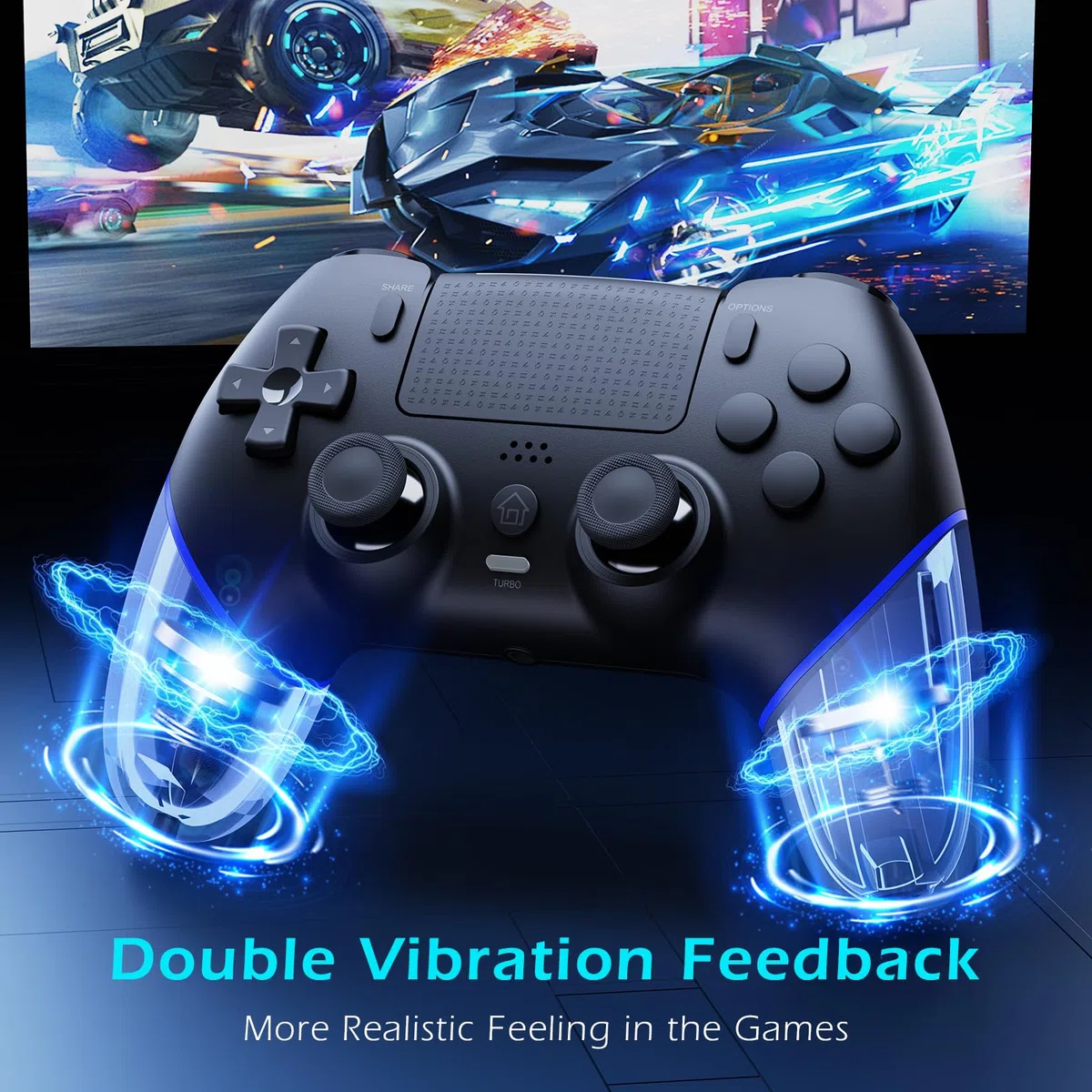 CHEREEKI Mando para PS4, Mando Play 4 Inalambrico Compatiable con P4 Pro, P4 Slim con Joystick HALL, Función de Mapeo, Giroscopio y Vibración Dual