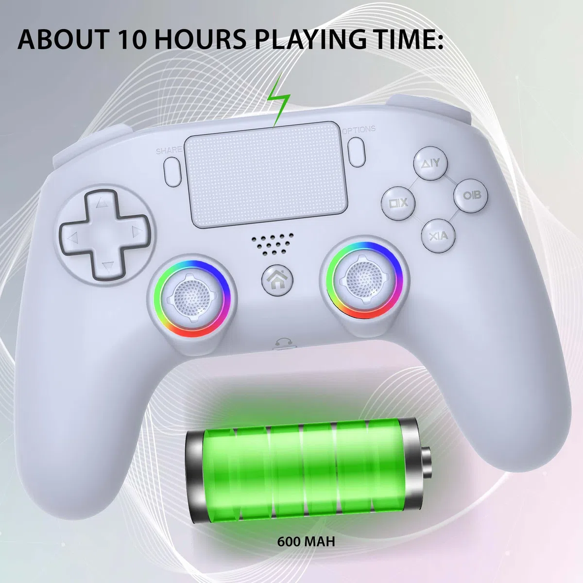 Subsonic - Mando inalámbrico para PS4 / Playstation 4 - mando con LED, vibración y toma para auriculares de juego - Blanco
