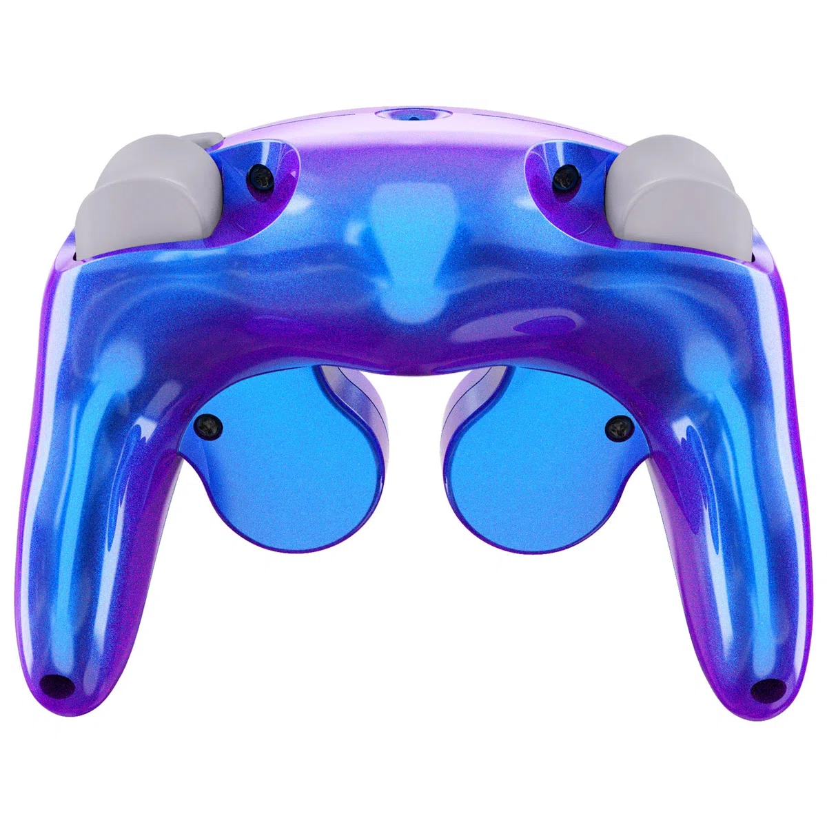 eXtremeRate Carcasa para Nintendo Gamecube Mando, Cubierta Frontal y Placa Posterior, Agarre con Botones, Accesorios de Repuesto - No Incluye Controlador, Azul a Violeta