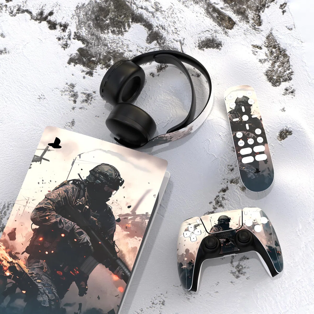 playvital Pegatina Completa para ps5 Edición Digital Calcomanía Vinilo para ps5 Consola&Control&Estación de Recarga&Control Remoto&Audífonos Adhesivo Piel para ps5-Vanguardia Solitaria