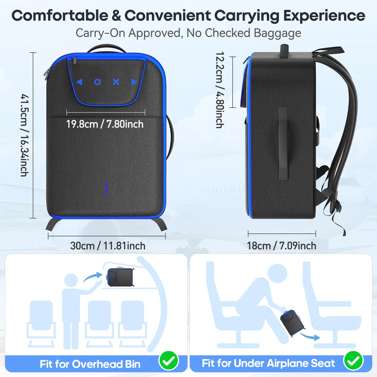 Mochila de Transporte para Consola PS5/Slim/Pro, Bolsa de Almacenamiento para PS5 de Gran Capacidad para Portátil de 16'', Funda para PS5 Accesorio para Mando P5, Auriculares y Discos