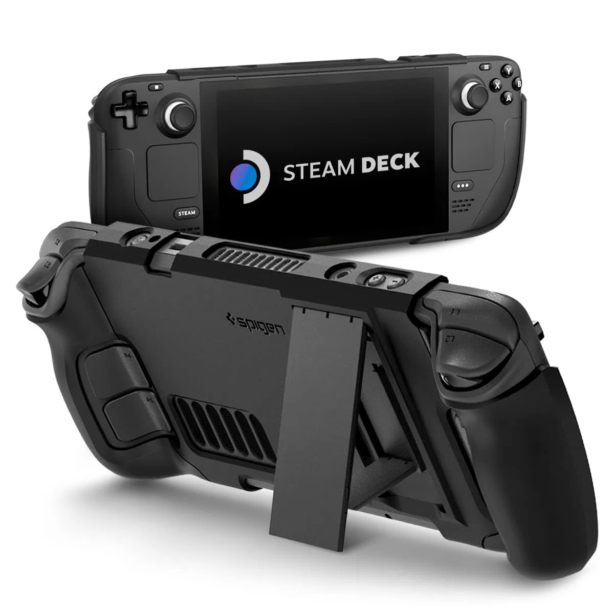 Spigen Thin Fit Pro Carcasa Protectora con Soporte Compatible con Steam Deck LCD (2022) Steam Deck OLED (2023) - Negro