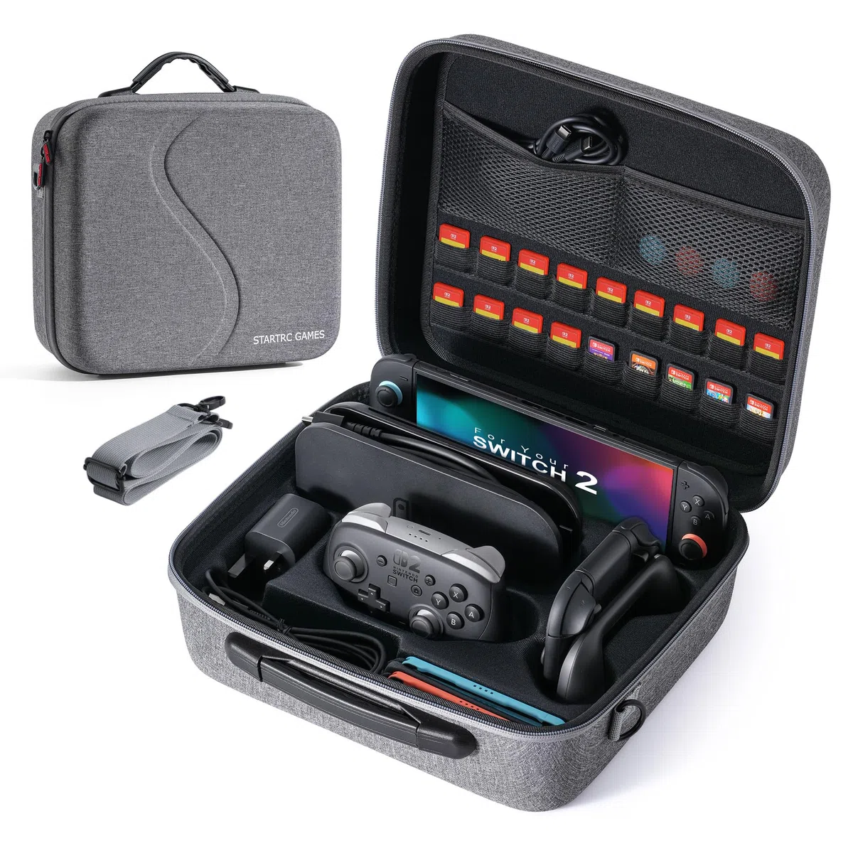 Switch 2 - Funda de transporte para Nintendo Switch 2 (2025), funda de viaje rígida todo en uno grande con ranuras para tarjetas de juego, bolsa de transporte protectora portátil para Switch 2