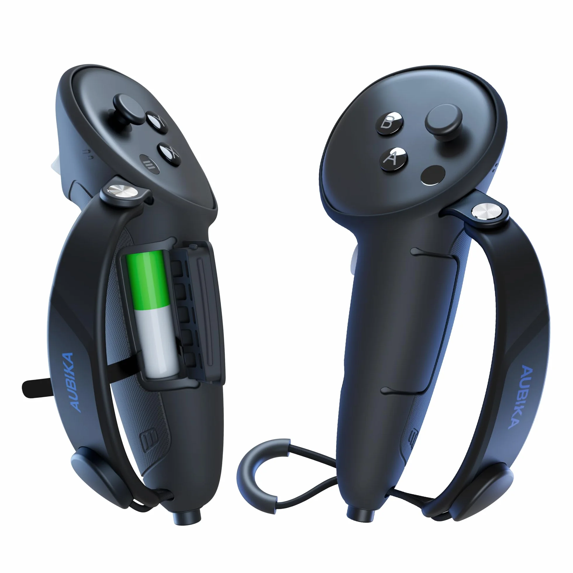 Aubika Funda para mando de Meta Quest 3S y Oculus Quest 3 con tapa de apertura de batería, protector VR (negro)