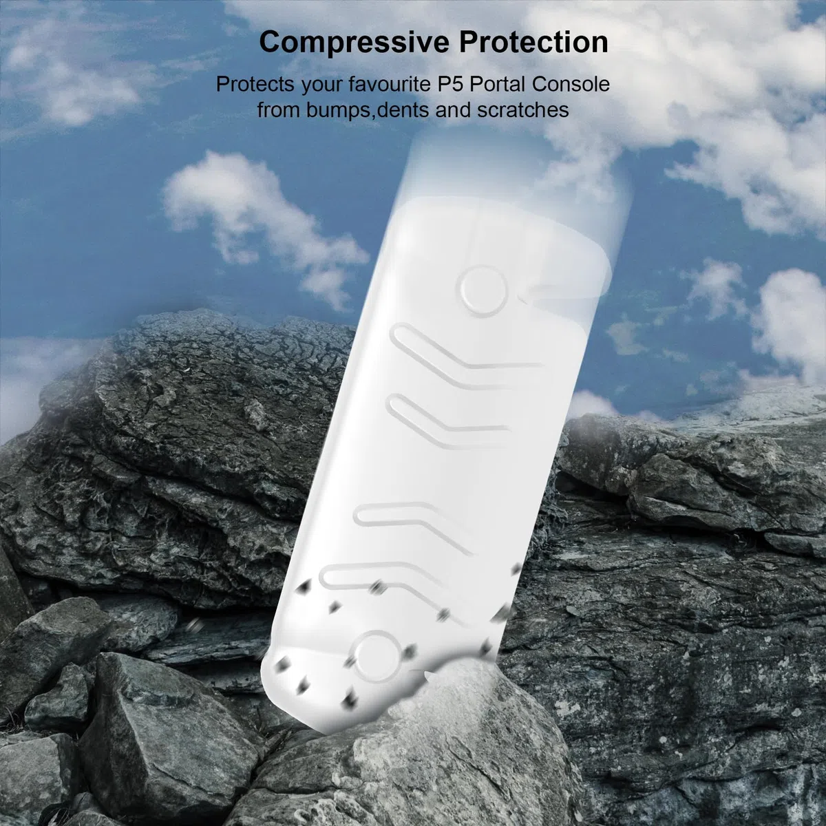 Funda Protectora Completa Compatible con Reproductor Remoto PlayStation Portal, Funda para Portal PS5 con Carcasa Frontal Desmontable, Funda Trasera, diseño de Mano Esmerilado (Blanco)