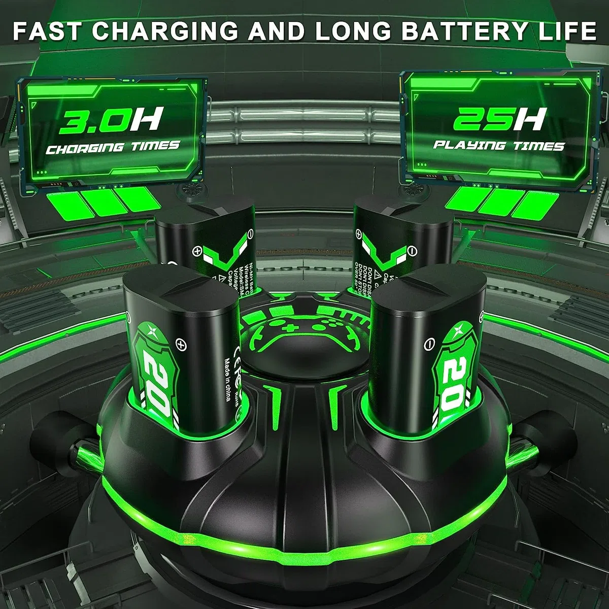 4 * 4800mWh(2000mAh) Batería para Xbox One/One S/X/Xbox Series X/S, Carga Rápida de 2.5 Horas Batería para Xbox Series X/S/Xbox One/One S/X/One Elite