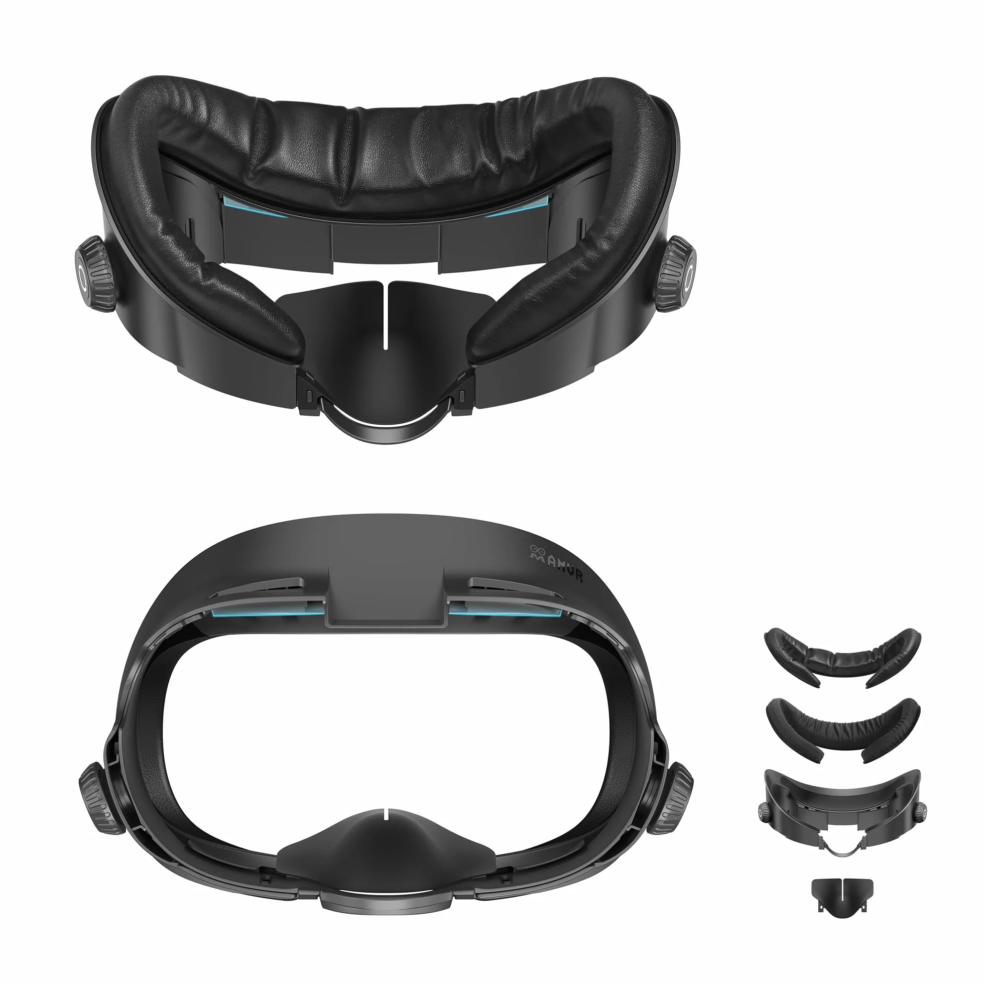 AMVR Upgraded Comfort Face Cover Pad Interfaz Facial Compatible con Q3 Accesorios, con Perilla Ajustable, con Cojín Facial de PU y Algodón de Seda de Hielo Transpirable