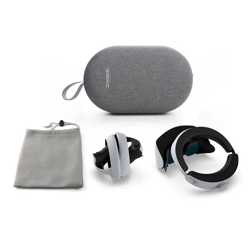 Funda para PS VR2, caja de protección de viaje dura, bolsa de transporte portátil para auriculares VR y almacenamiento de asas, perfecta para viajes y hogar, gris, Funda