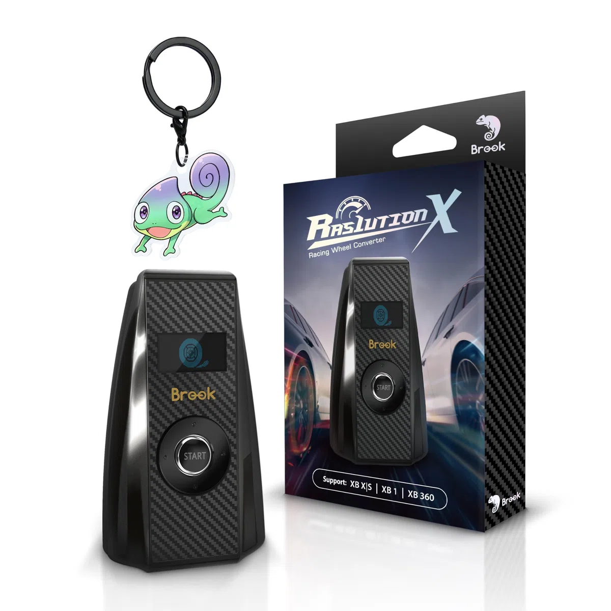 Brook Ras1ution X - Convertidor de rueda de carreras para Xbox Series X|S, Xbox One y Xbox 360 | Soporte de rueda 60+, retroalimentación de fuerza, control de aplicación y llavero exclusivo