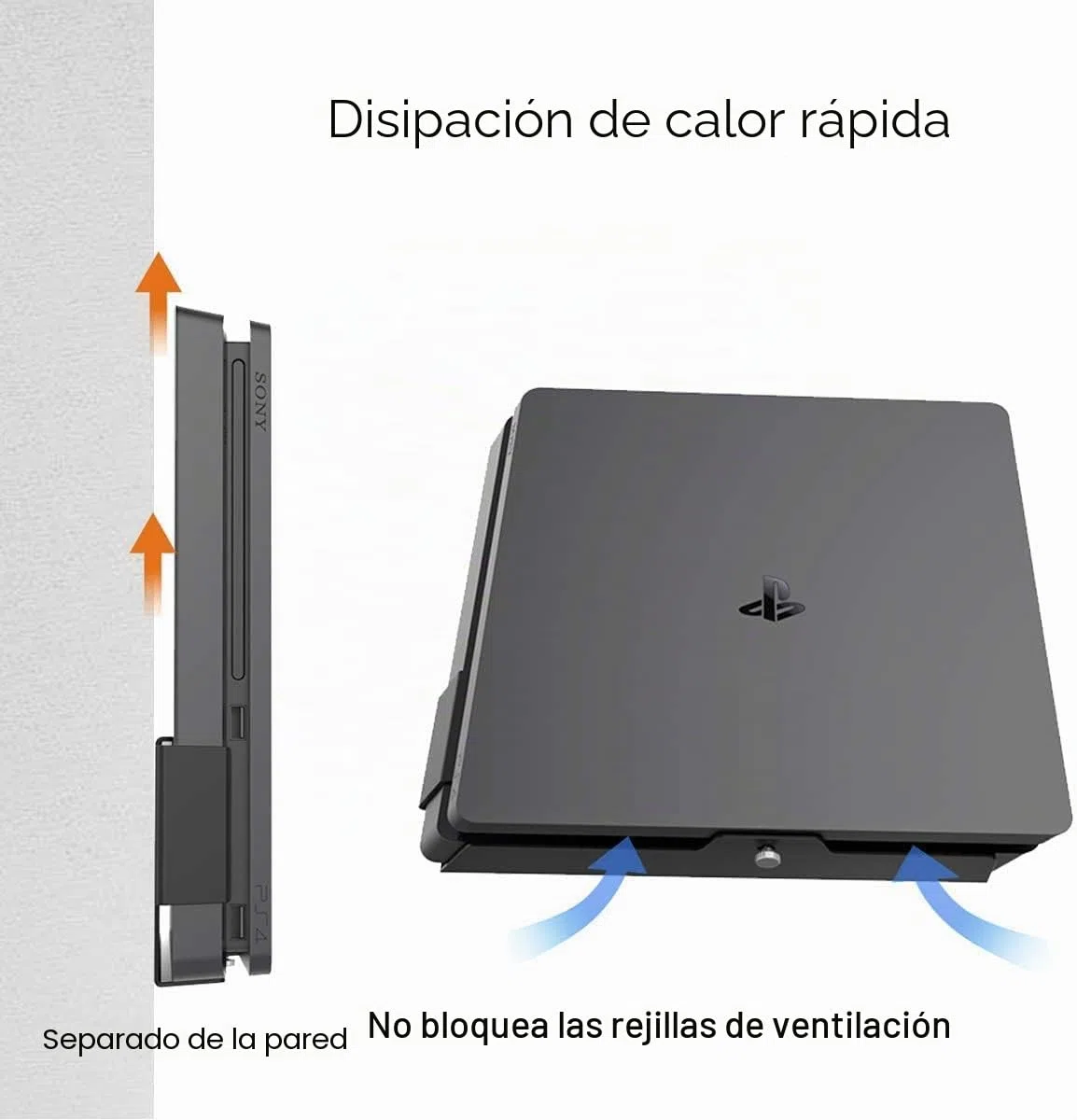 Monzlteck Soporte de Pared para PS-4 Slim, Cerca o detrás de TV, Ahorro de Espacio, Personalizado para Adaptarse Perfectamente a PlayStation4 Slim, fácil de Instalar