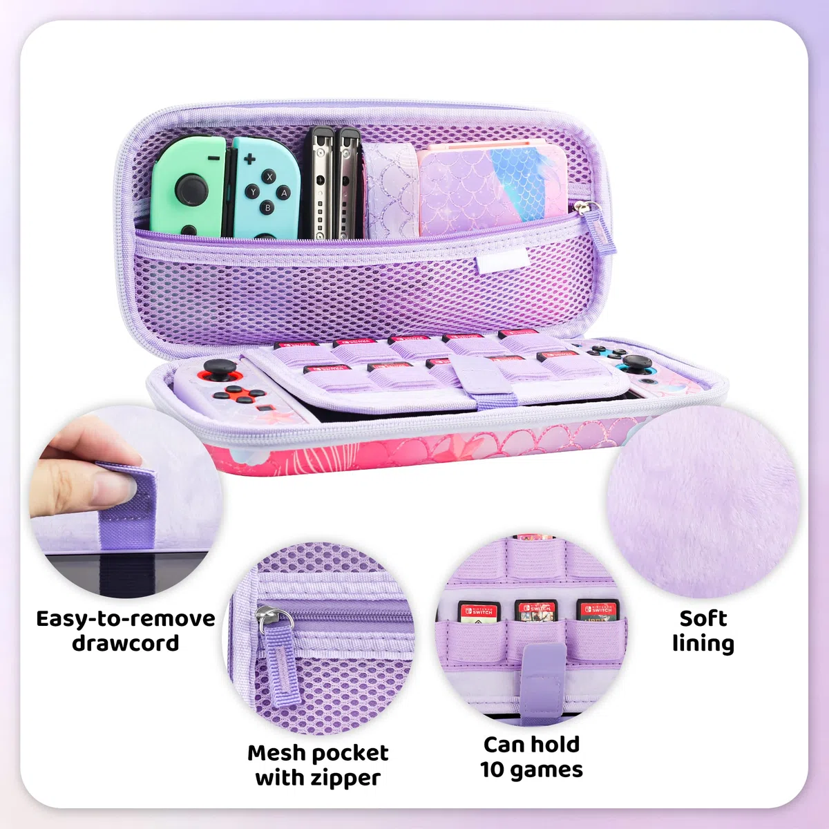 RHOTALL Funda de Transporte púrpura para Nintendo Switch OLED