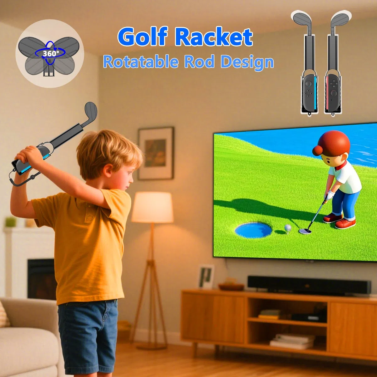 HEYSTOP Accesorios de Juego para Nintendo Switch 2 Joycon, Kit de Accesorios de Juego 10 en 1 con Palos de Golf y Otros Accesorios Deportivos de Juego para Reuniones Familiares y de Amigos