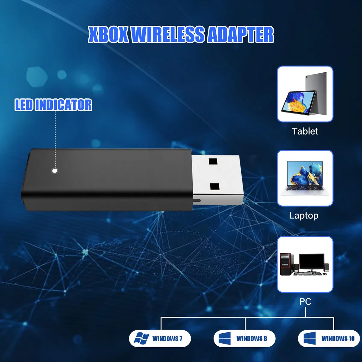 Adaptador Mando para PC Windows 10/11/8/8.1/7 Gaming Receiver inalámbrico Compatible con Xbox One/One X S/Series X S/Elite Series Controller
