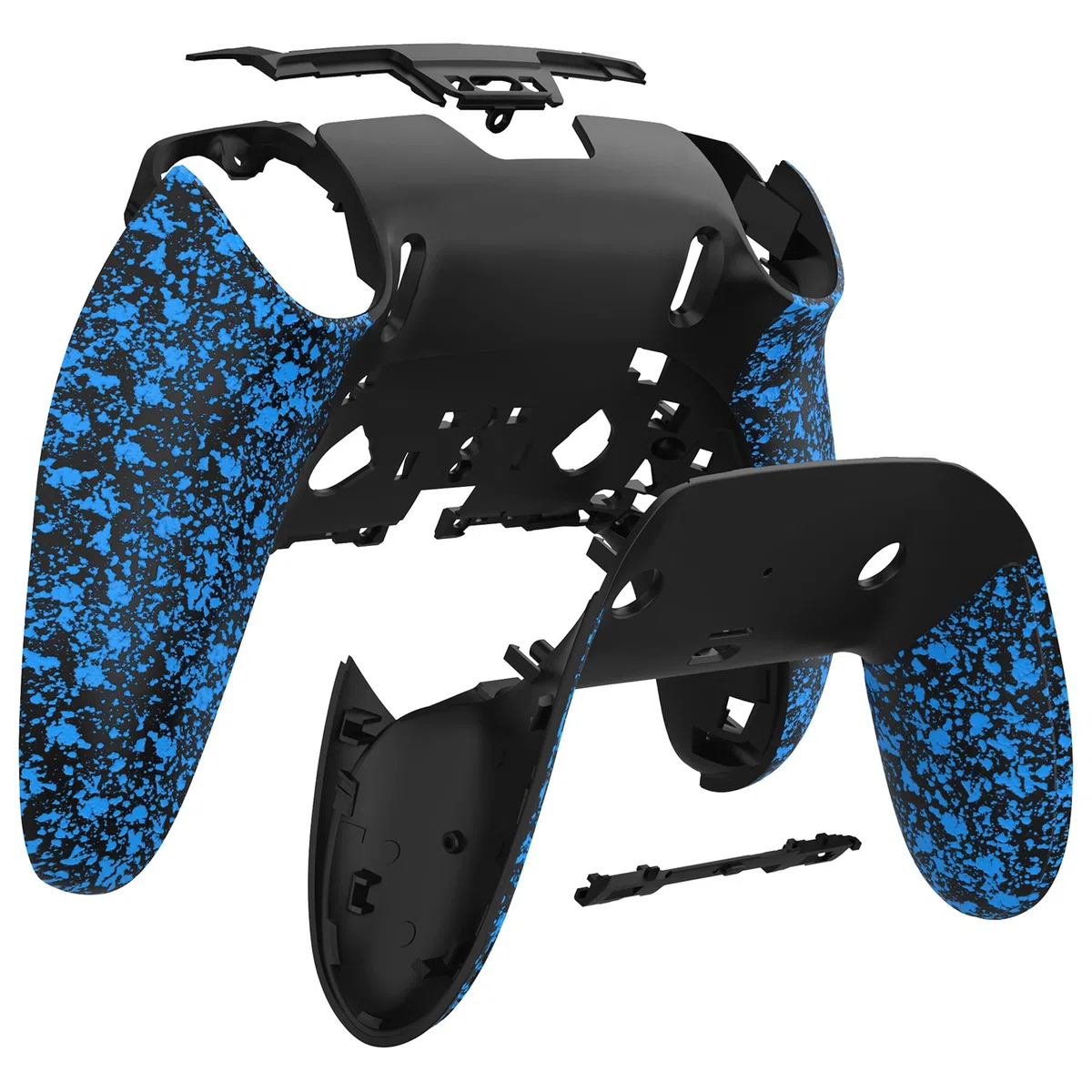 eXtremeRate Carcasa Trasera e Inferior Personalizada Compatible con p s 5 Edge Mando, Cubierta Antideslizante 3D Texturizada, Kit DIY de Reemplazo con Carcasa Posterior y Clip (Azul Texturizado)