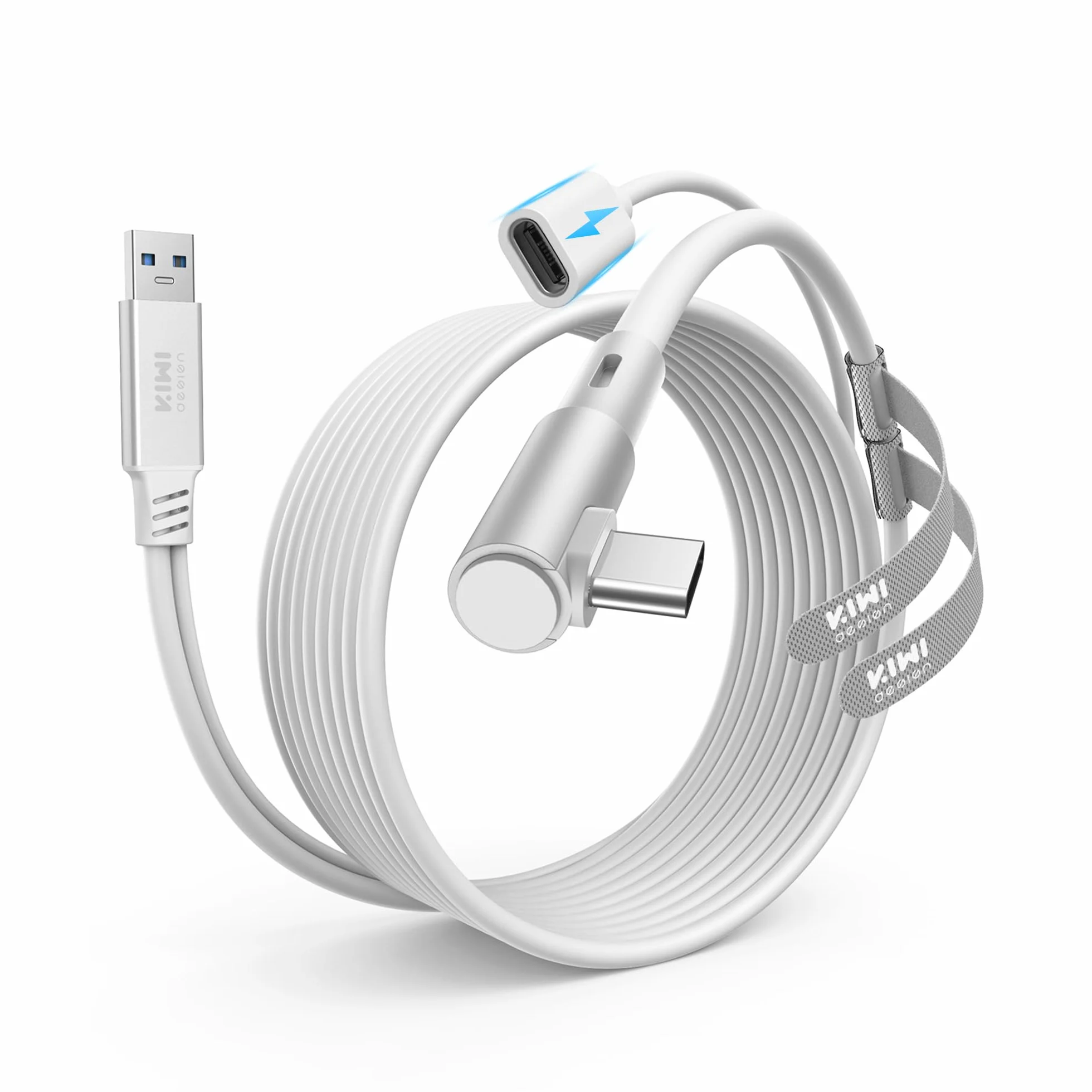 KIWI design Cable Link con Carga 5M Compatible con Meta Quest 3s Quest 3 Quest 2/Pro/Accesorios Pico 4 y PC/SteamVR, Cable USB 3.0 a USB-C Link con Super Rápida 5 Gbps, para Juego Prolongado