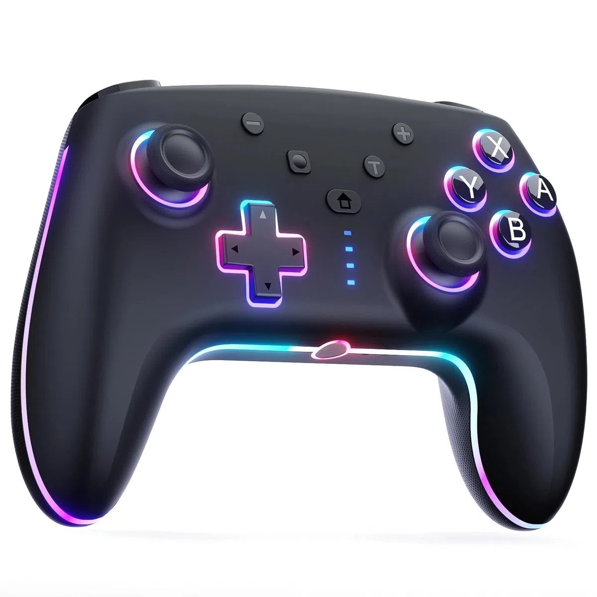 RivalPlay Mando para Switch, Mandos Inalámbrico para Switch 2 con Luz RGB, Función Macro, Vibración Ajustable, Turbo de 3 Velocidades, Negro