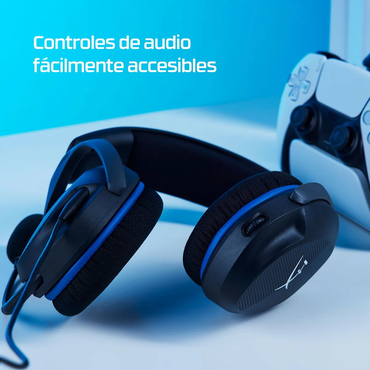 HyperX Cloud Stinger 2 Core, Cascos gaming para Playstation, Drivers de 40 mm y Audio Envolvente, 3.5 mm, Micrófono Plegable con cancelación de ruido - Blanco