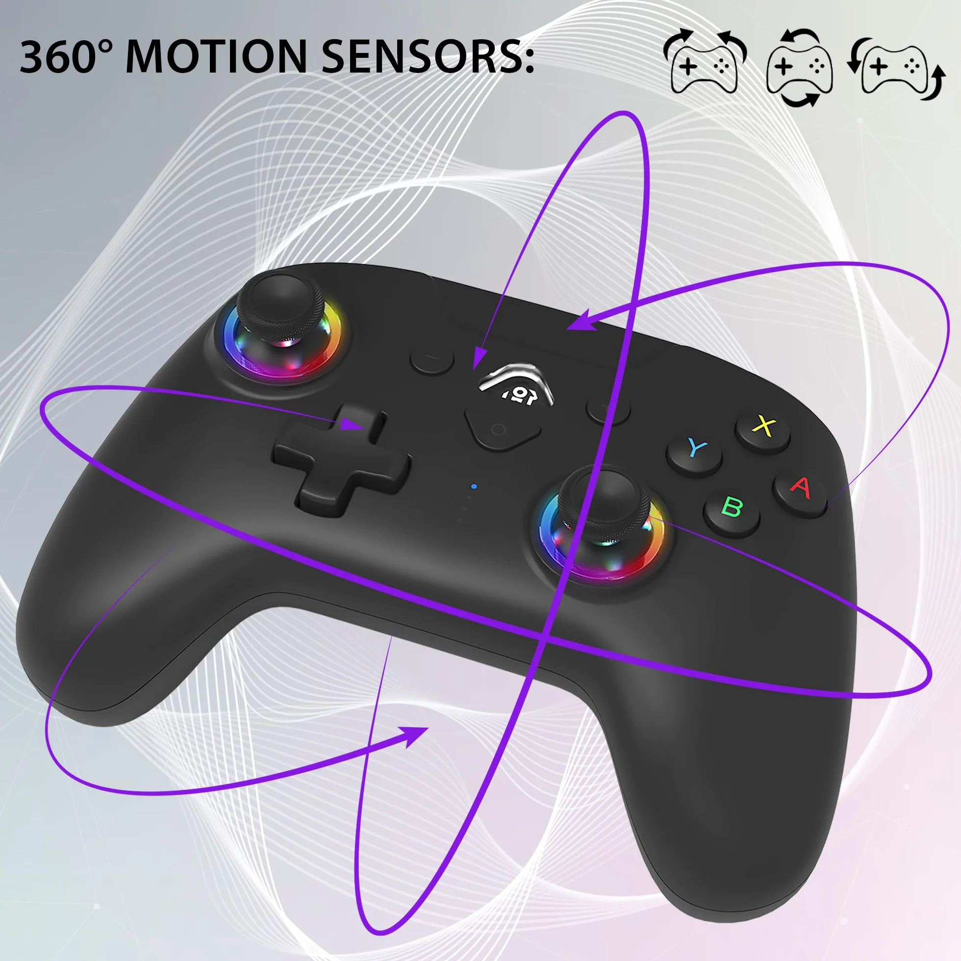 Subsonic – Mando para Nintendo Switch/Switch 2 - Mando Switch inalámbrico bluetooth con LED, vibración y giroscopio - Negro